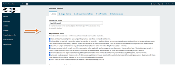 Requisitos de envío